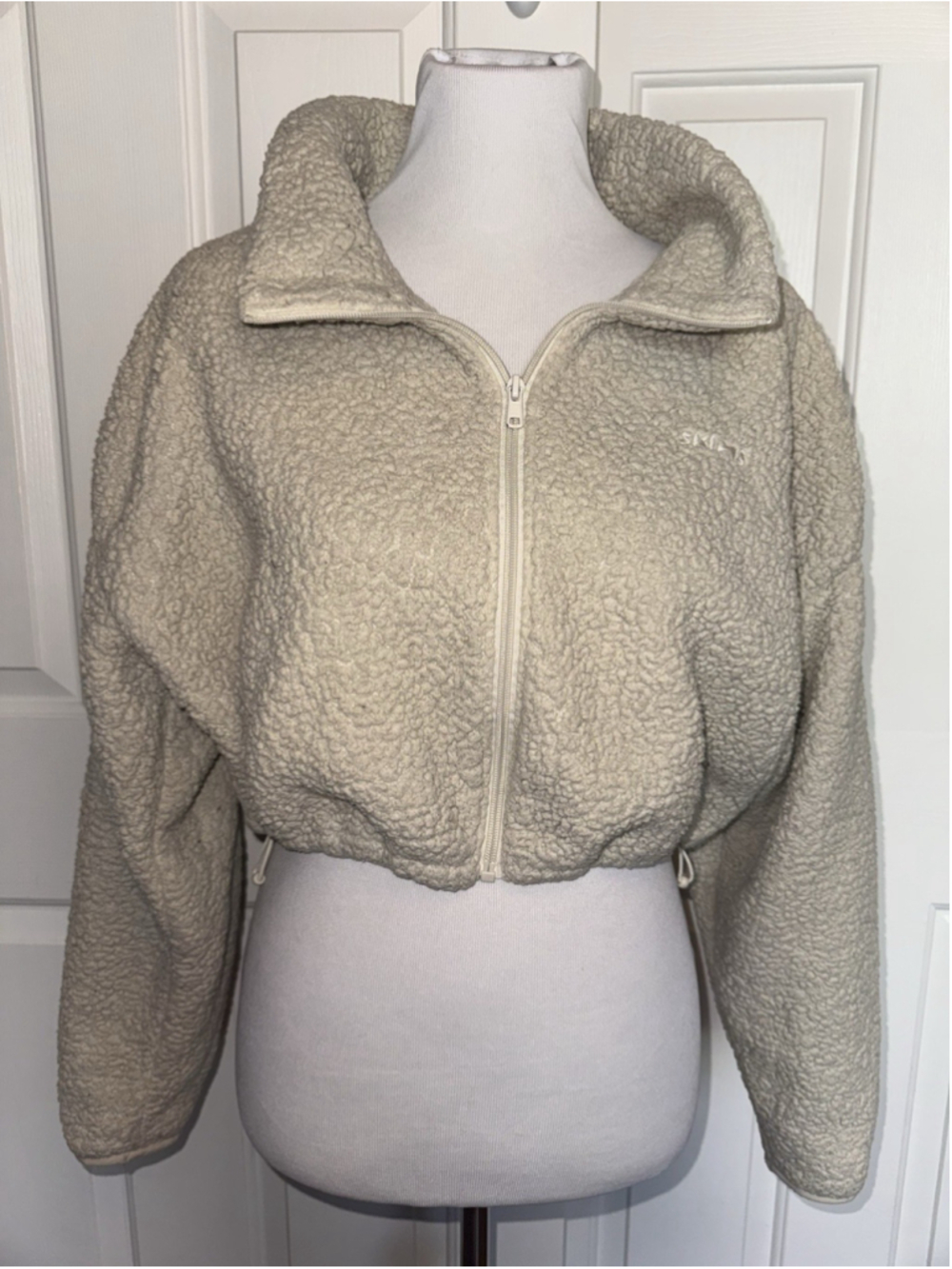SKIMS Teddy High-Pile Fleece Cropped Full Zip Jacket XL Beige Cozy Neutral